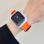 JUNMI适用于苹果手表iwatch987氟橡胶表带休闲运动apple watch654se代49Ultra舒适透气男女通用手表保护壳