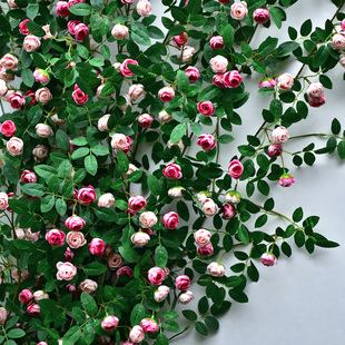 仿真玫瑰花假花空调管道装饰花，藤条遮挡塑料藤蔓植物摆设吊顶墙面