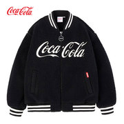 Coca-Cola可口可乐羊羔绒外套棒球服男冬季情侣款棉衣情侣款衣服