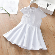 女童连衣裙儿童小白裙2021长裙夏季童装古装，白色裙子女宝宝公主裙