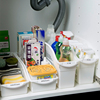 日本进口水槽下橱柜收纳盒厨房，调料整理储物筐收纳架带滑轮收纳篮