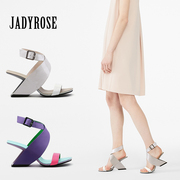 jadyrose2024真皮绑带凉鞋女夏季罗马交叉带坡跟鞋子高跟女鞋