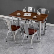 定制工业风实木餐桌简约餐厅咖啡厅酒吧桌椅子美式复古铁艺餐桌椅