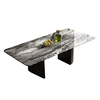 奥利奥灰天然大理石餐桌长方形家用意式桌子高端轻奢现代奢石饭桌
