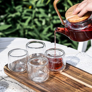 迈卡伦 耐高温玻璃茶壶相思木套装五件套茶具泡茶透明花茶壶