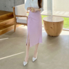 pinkpo韩剧女主褶皱，设计拉链腰包臀裙女开叉，一步半身裙显瘦设计