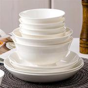 富彩陶瓷纯白碗碟套装家用欧式骨瓷碗盘餐具，吃饭套碗盘子餐具