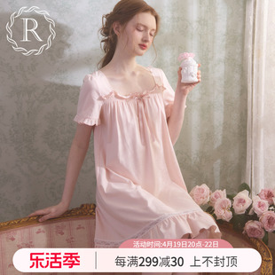 rosetree宫廷风睡裙女夏季短袖，可爱甜美少女，公主睡衣夏天2024
