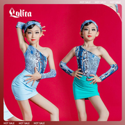 洛利塔夏季女童拉丁网红舞蹈服装儿童练功服演出表演舞裙练习套装