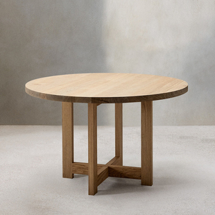 壹伴极简实木圆餐桌1.2米侘寂风餐桌椅组合家用设计师餐台吃饭桌