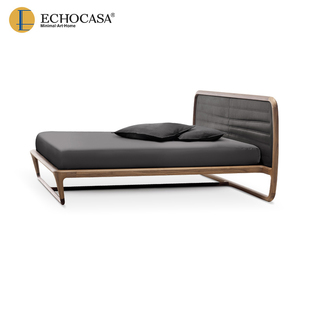 ECHOCASA 意式极简北美黑胡桃实木双人床1.5/1.8米设计师创意家具