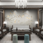 新中式简约电视背景墙壁纸，花鸟客厅沙发卧室墙布2022年壁画
