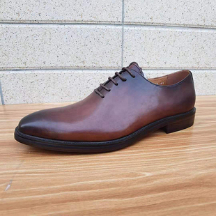 稀缺高端男士正装皮鞋整张牛皮2023年英伦系带商务尖头牛津鞋真皮