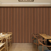 3d立体中式墙纸格栅木条纹，线条背景墙造型，咖啡色饭店餐馆装饰壁纸