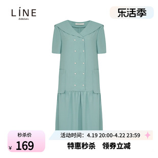 line女装水手领连衣裙秋季韩版学院风，纯色长裙agoplg9400