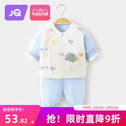 麒婧秋冬0-3个月新生婴儿男女宝宝衣服家居内衣保暖和服套装2件套