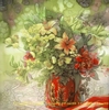 印花纯棉DMC十字绣客厅餐厅玄关装饰小幅花卉优雅百合花瓶