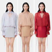 品牌授权 越南小众MONTSAND 2024年新春轻盈灯笼袖套装裙