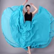 720度雪纺大摆半身长裙子，春夏湖蓝色沙滩裙，广场舞裙新疆舞维族舞