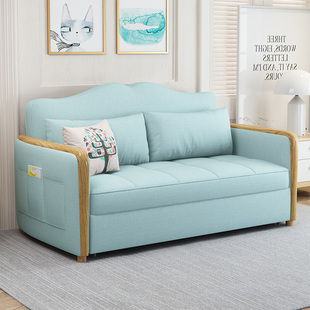 北欧多功能沙发床可折叠客厅双人，两用1.5小户型实木，1.8布艺小沙发