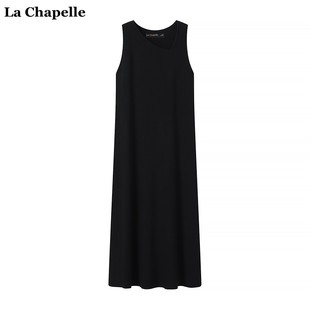 拉夏贝尔/La Chapelle设计感斜V领针织连衣裙女春夏款无袖背心裙