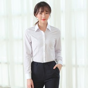 中国银行工装工作服女职场长袖衬衫紫粉条纹银行行服长袖衬衫制服