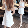 连衣裙2024女夏季白色无袖背心裙，小个子气质小众设计a字裙子