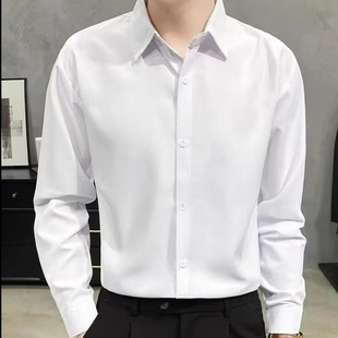 黑色衬衫男士长袖商务正装高级感西装，白衬衣(白衬衣，)帅气休闲男寸套装春季