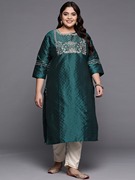 印度服饰加大码胖mm女装丝绵刺绣民族风长款上衣春夏蓝绿色