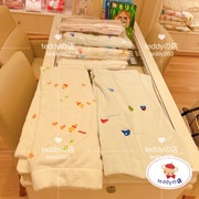 日本制 mikihouse新生婴儿宝宝纯棉毛巾被盖毯大浴巾抱被卡通小花