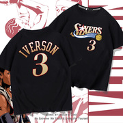 阿伦艾弗森t恤男女纯棉短袖，篮球76人3号球衣，iverson艾费森打底衫