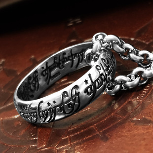手工雕刻指环王至尊魔戒，纯银戒指男士复古气质饰品项链个性配饰