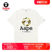 Aape男装春夏猿颜迷彩图案字母印花休闲潮流短袖T恤1373XXL