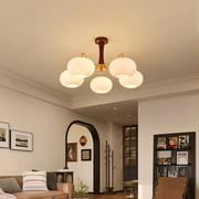 中古柿子吊灯简约现代北欧客厅包豪斯美复古意，式轻奢全铜玻璃灯具