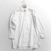 B867白色衬衫单贴口袋宽松中长款男友风春季新女2020长袖减龄衬衫