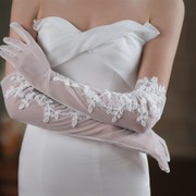 wg067婚纱手套超仙白色，优雅长款蕾丝婚纱，礼服晚宴新娘手套