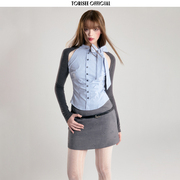 torisee原创设计小众高级感拼接针织背心，假两件蝴蝶结衬衫女