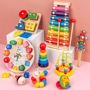 早教益智沙锤积木婴幼儿木制玩具绕珠敲琴响板幼教乐器儿童玩具
