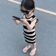 韩国童装女童宝宝紧身连衣裙，儿童内搭无袖，吊带时髦修身条纹背心裙