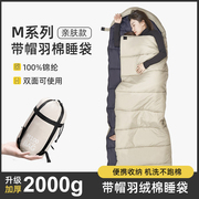 日本睡袋成人户外露营睡袋夏季轻薄单双人(单双人，)旅行隔脏羽绒棉防寒便携