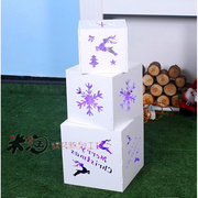 春节圣诞节PVC木质礼盒dp点展示场景美陈橱窗道具雪花麋鹿礼物盒