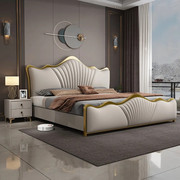 林氏木业卧室轻奢真皮床双人床1.8米主卧大床现代简约高端大气软