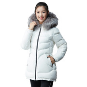 冬季棉袄加厚外套棉衣，中长款韩版修身连帽棉服女