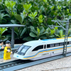 合金磁悬浮列车模型回力声光玩具，火车头仿真动车轨道地铁真人发音