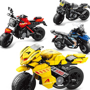 摩托车赛车越野山地车澳可拼插拼装机车塑料积木益智玩具男孩礼物