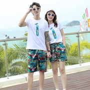 情侣装夏季2024三亚海边度假泰国旅游拍照大码t恤女沙滩套装