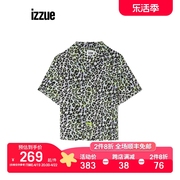 izzue女装短袖衬衫2022秋季时髦摩登满印豹纹半袖8327U2I