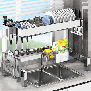 304不锈钢厨房水槽，置物架多功能水池，洗碗架放碟碗盘沥水收纳碗架