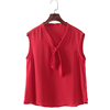 灵系列 夏季品牌女装库存折扣大红色无袖系带雪纺上衣F607C