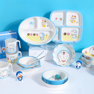 哆啦a梦餐具儿童碗勺套装宝宝，餐盘叮当猫卡通水杯小孩吃饭专用碗